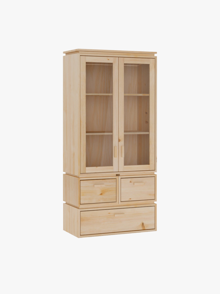 Vitrina expositora de cristal y madera con 3 cajones 78x171 LIBE | LUFE