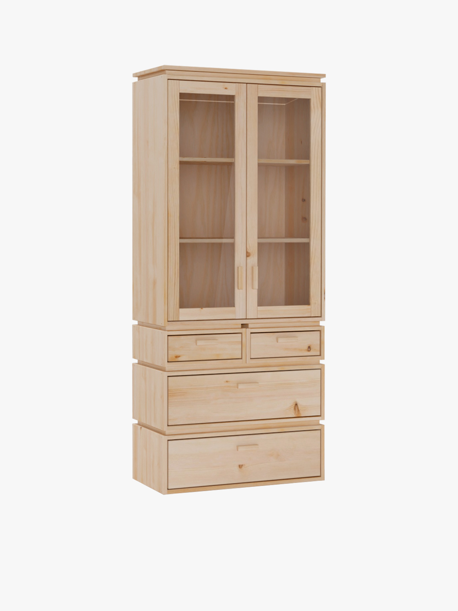 Vitrina expositora de cristal y madera con 4 cajones 78x188 LIBE | LUFE
