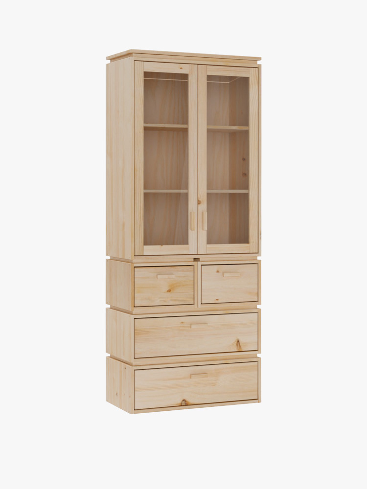 Vitrina expositora de cristal y madera con 4 cajones 78x198 LIBE | LUFE