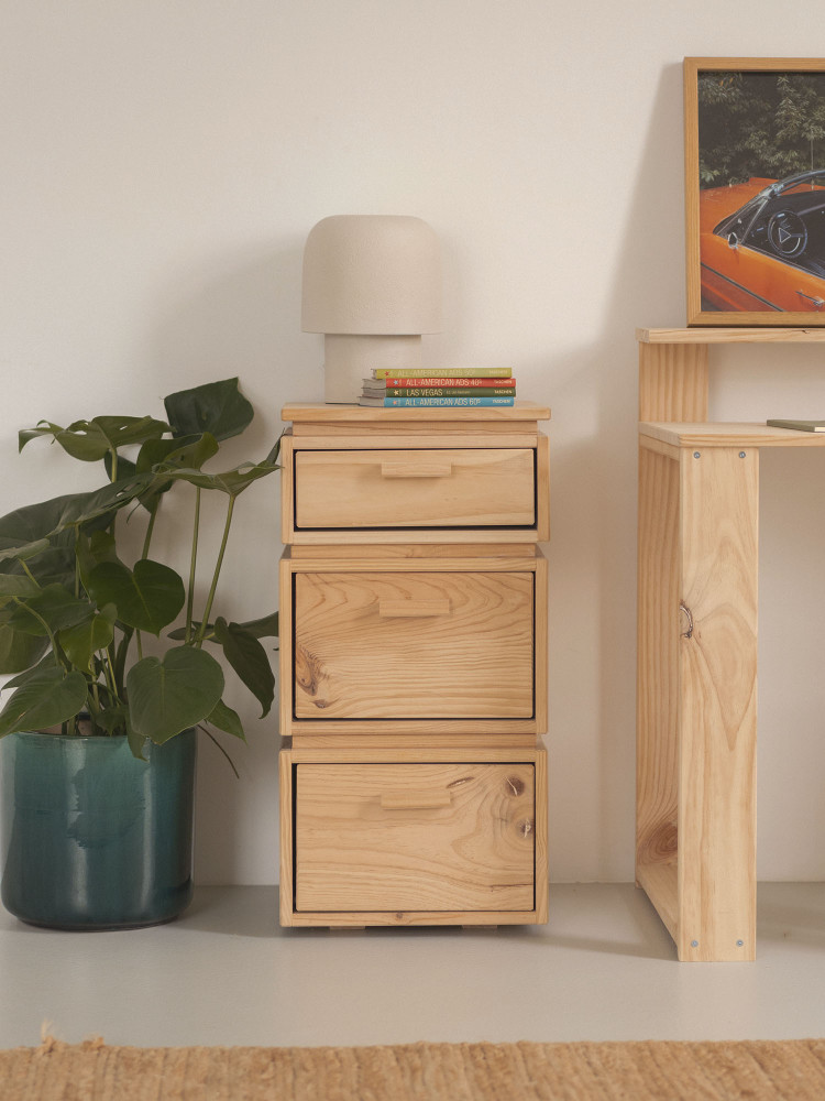 Cajonera columna de madera con 3 cajones 39x77 LIBE | LUFE 2
