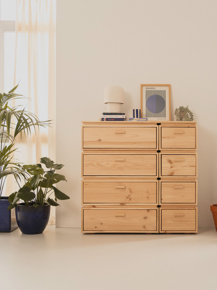 Cómoda doble de madera con 8 cajones 117x115 LIBE | LUFE 2