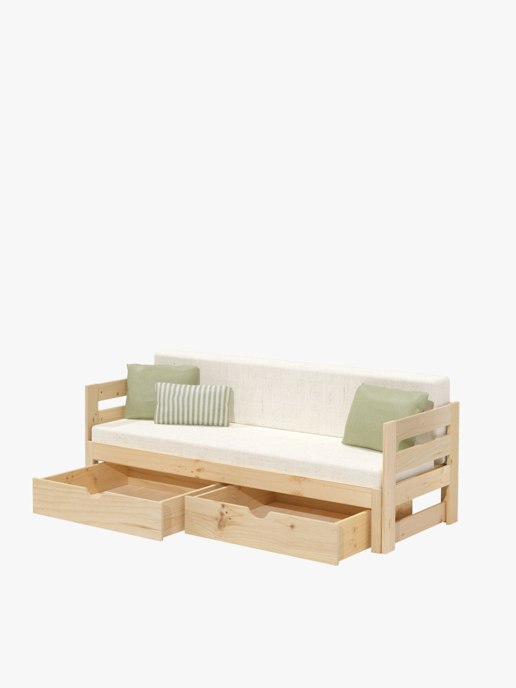 Sofá con cama extensible de 160 con cajones | LUFE