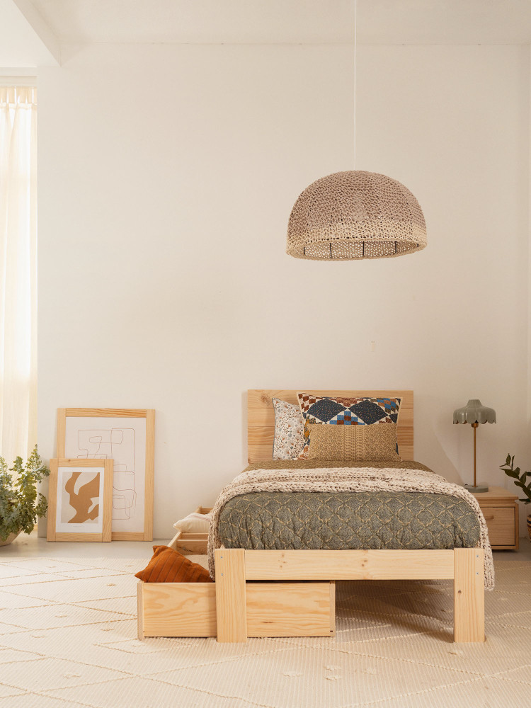 Cama TESTA individual de madera con cajón de 80 cm | LUFE 2