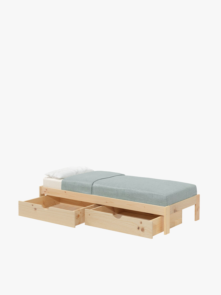 Cama BASO individual de 90 cm de madera con cajones | LUFE