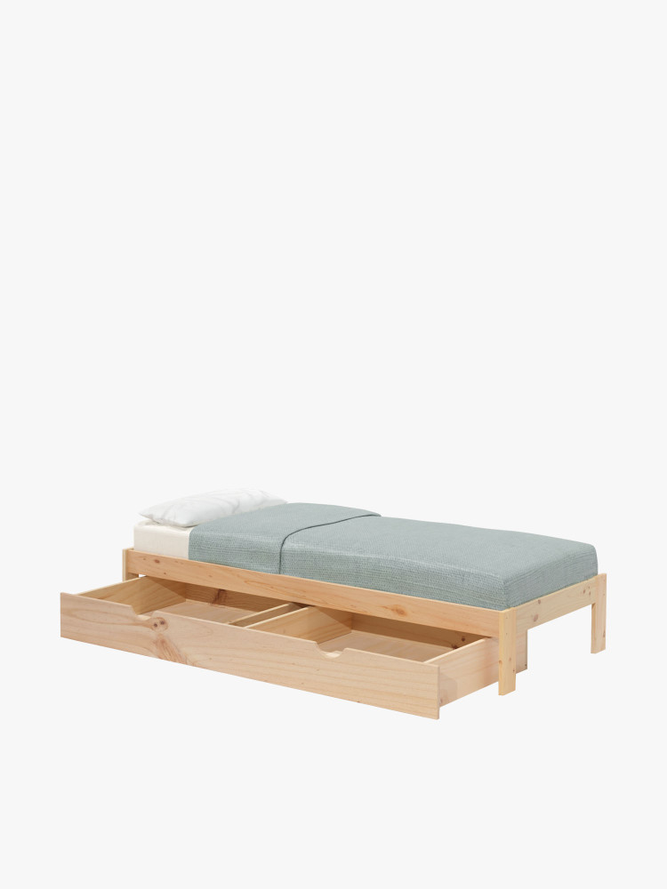 Cama BASO individual de 90 cm de madera con cajón | LUFE