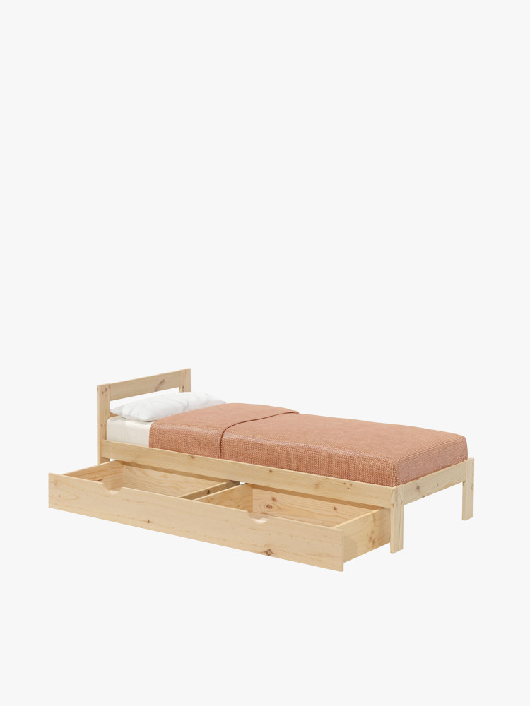 Cama LORE individual de madera con cajón de 80 cm | LUFE
