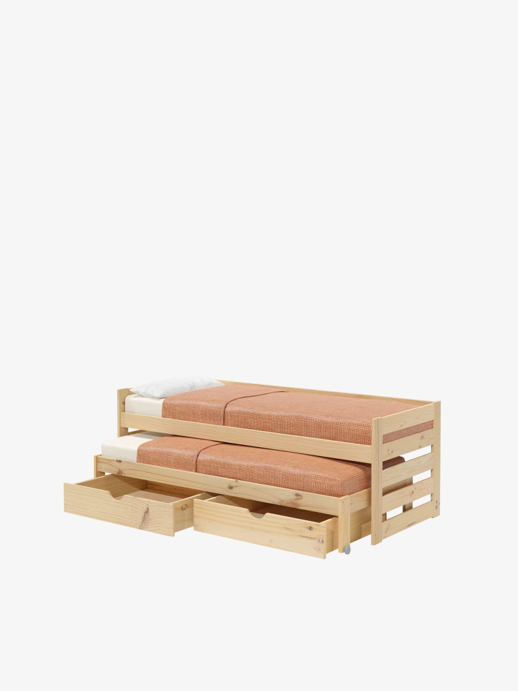 Cama nido compacta individual de 90 cm con cajones | LUFE
