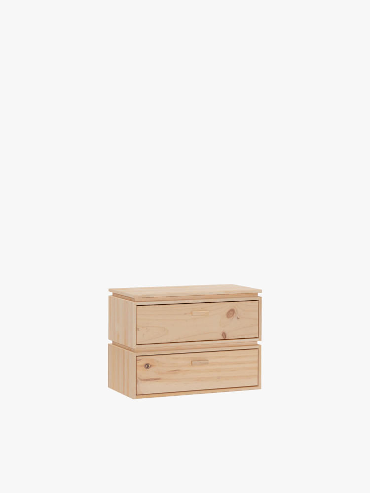 Mesita de noche de madera 2 cajones 78x59 LIBE | LUFE