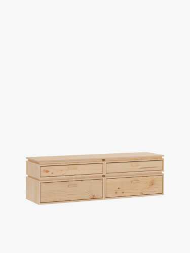 Cómoda doble de madera con 4 cajones 157x49 LIBE | LUFE