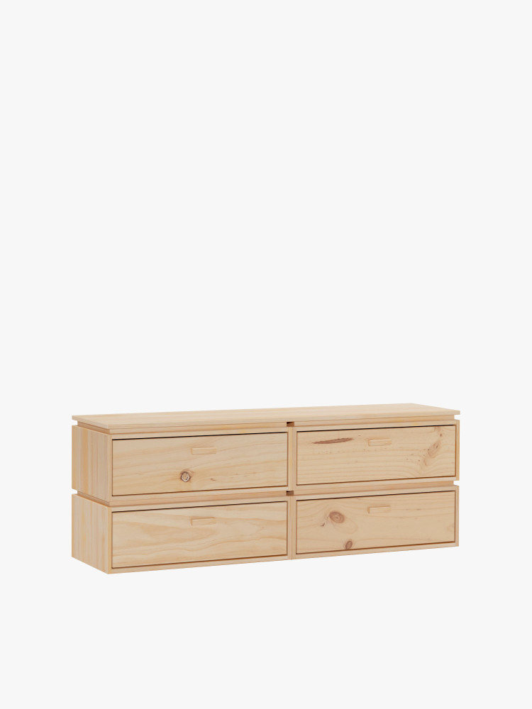 Cómoda doble de madera con 4 cajones 157x59 LIBE | LUFE