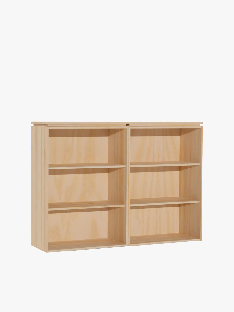 Estantería baja de madera natural con 2 módulos | LUFE