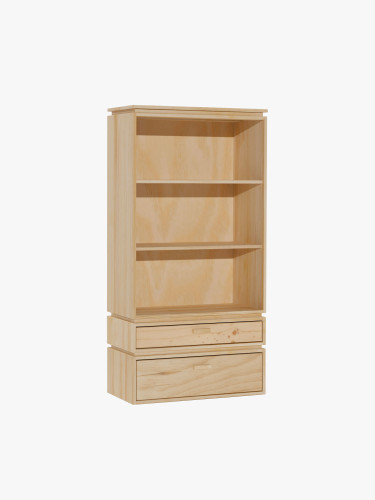 Estantería librería baja de madera con 2 cajones | LUFE