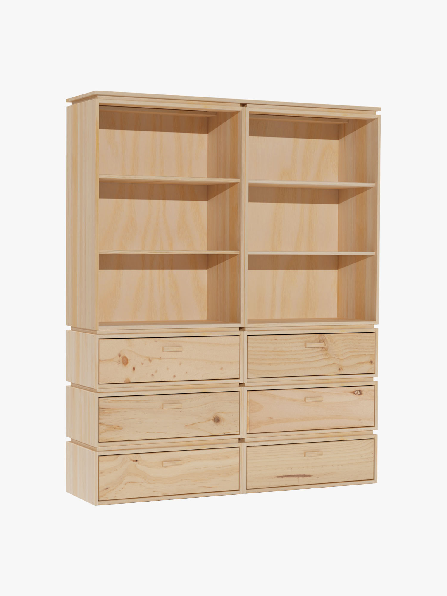 Estantería librería de madera natural con cajones | LUFE