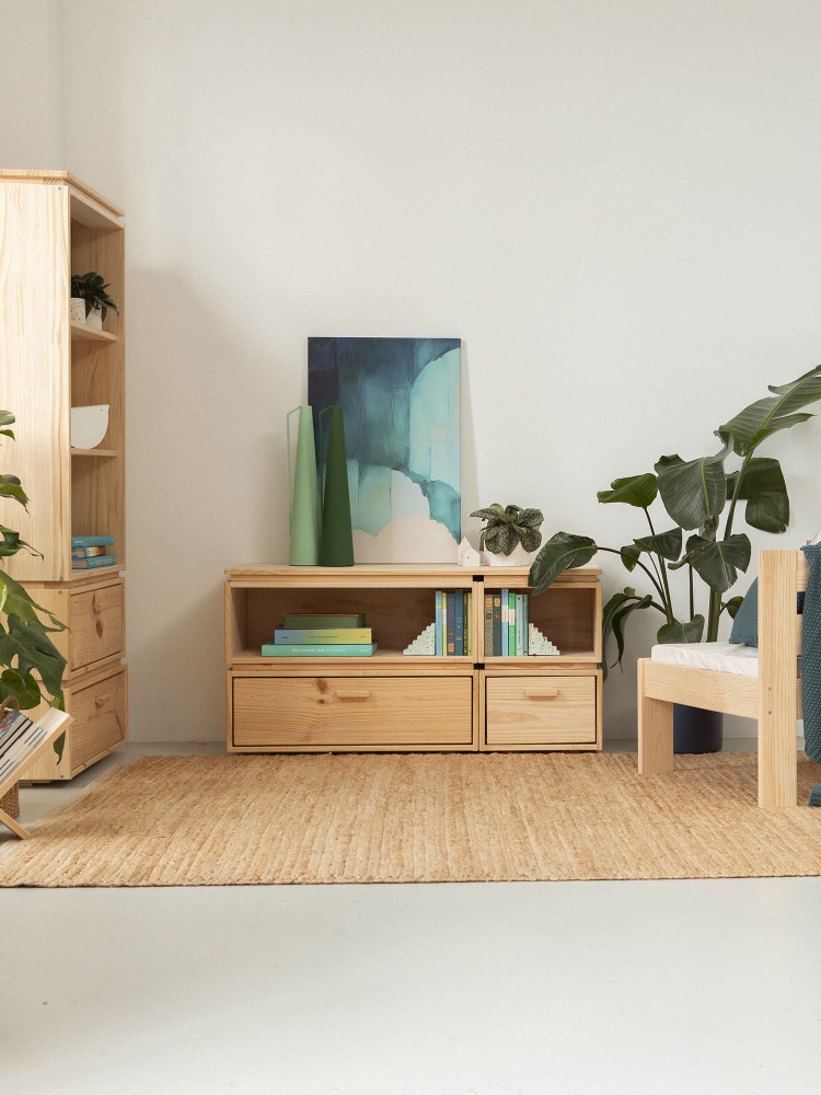 Mueble pequeño de TV de madera ecológica y natural | LUFE 2