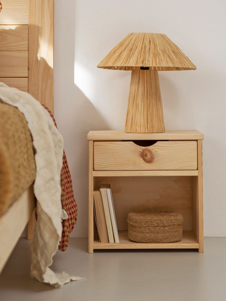 Mesita de noche con cajón de madera | LUFE 2