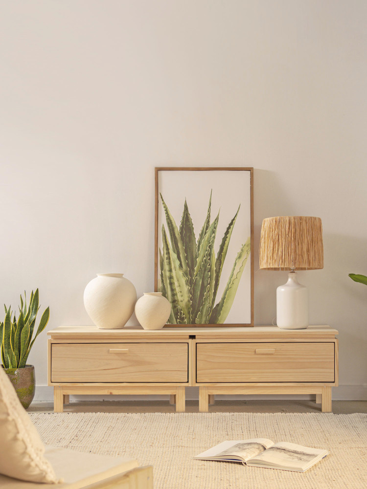 Mueble TV de madera natural con patas AIKA | LUFE 2