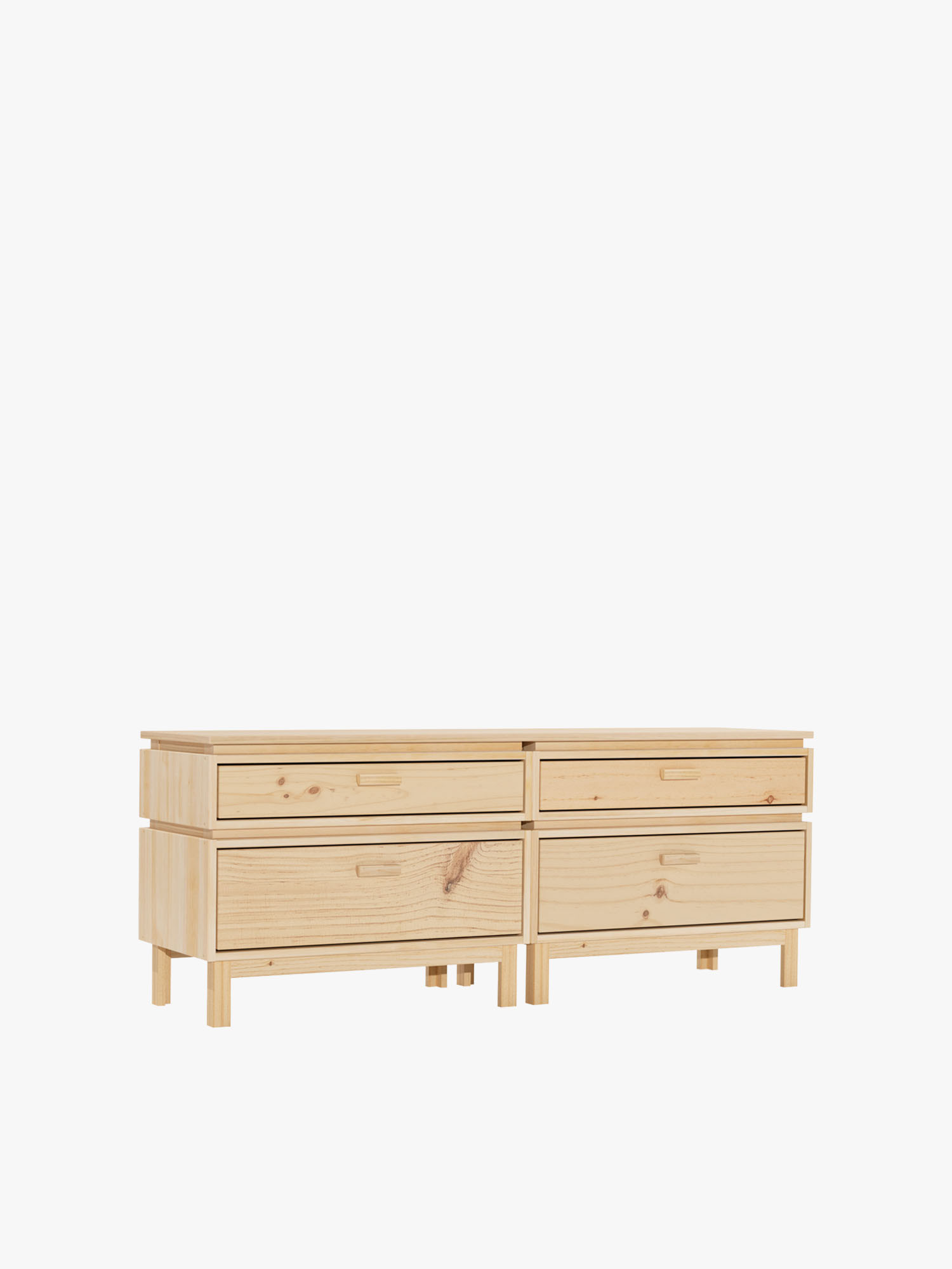 Cómoda doble de madera con 4 cajones 157x62 AIKA | LUFE