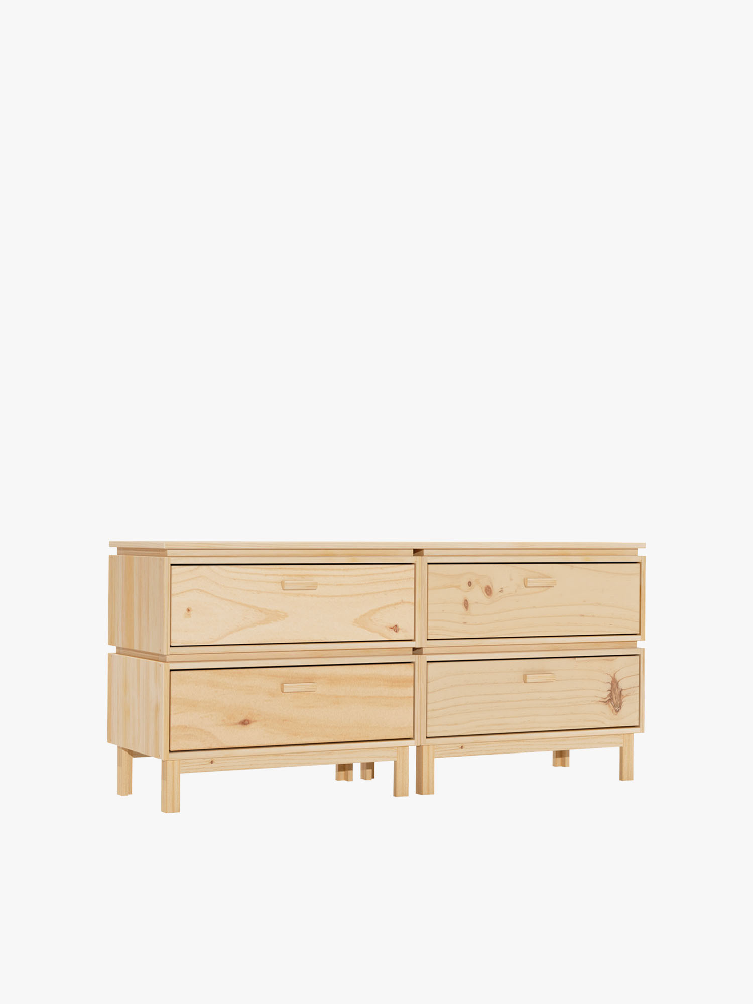 Cómoda doble de madera con 4 cajones 157x72 AIKA | LUFE