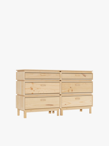 Cómoda doble de madera con 6 cajones 157x90 AIKA | LUFE