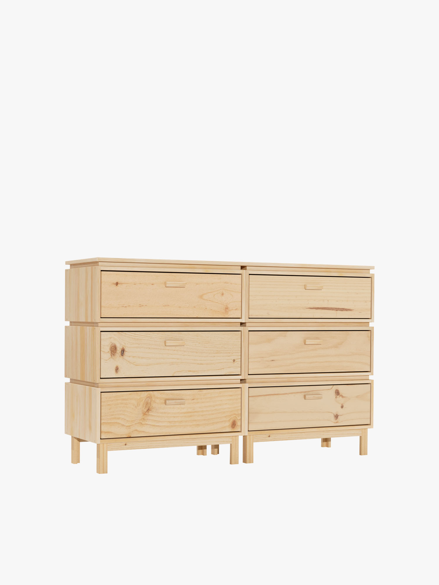 Cómoda doble de madera con 6 cajones 157x100 AIKA | LUFE