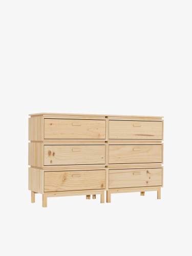 Cómoda doble de madera con 6 cajones 157x100 AIKA | LUFE