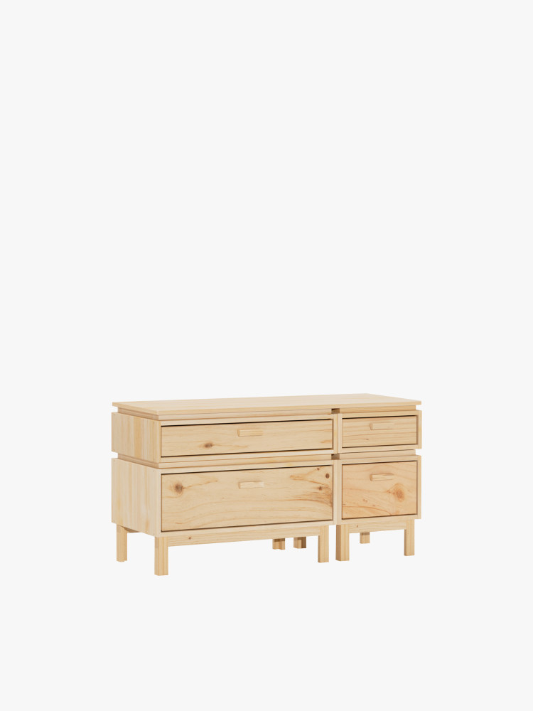Cómoda doble de madera con 4 cajones 117x62 AIKA | LUFE