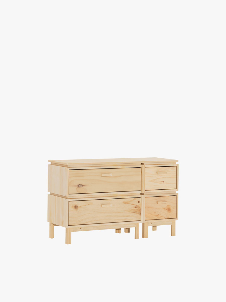 Cómoda doble de madera con 4 cajones 117x72 AIKA | LUFE
