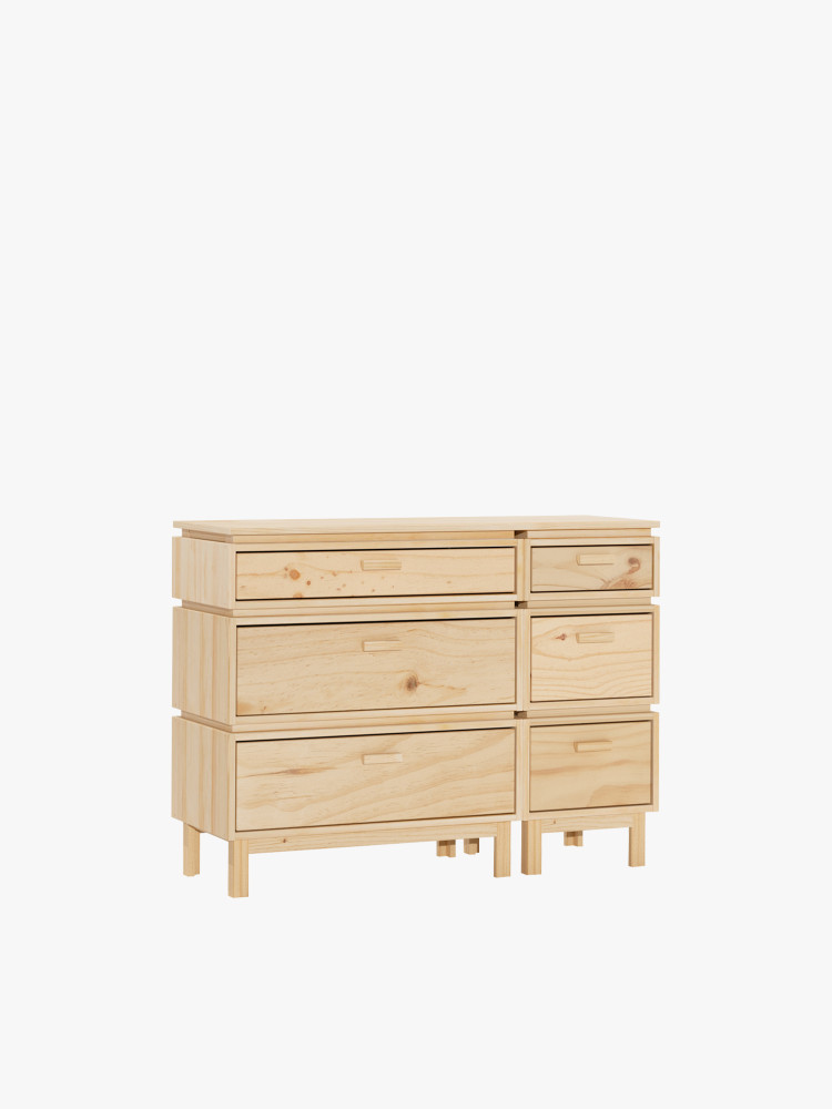 Cómoda doble de madera con 6 cajones 117x90 AIKA | LUFE