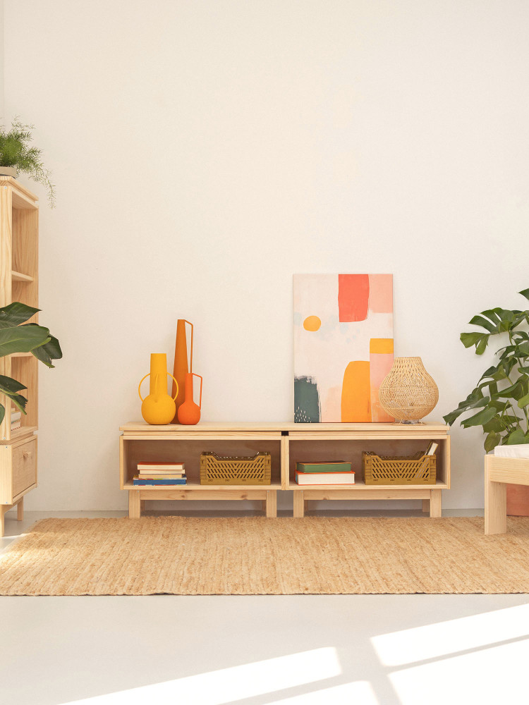 Mueble bajo de TV de madera ecológica y natural | LUFE 2