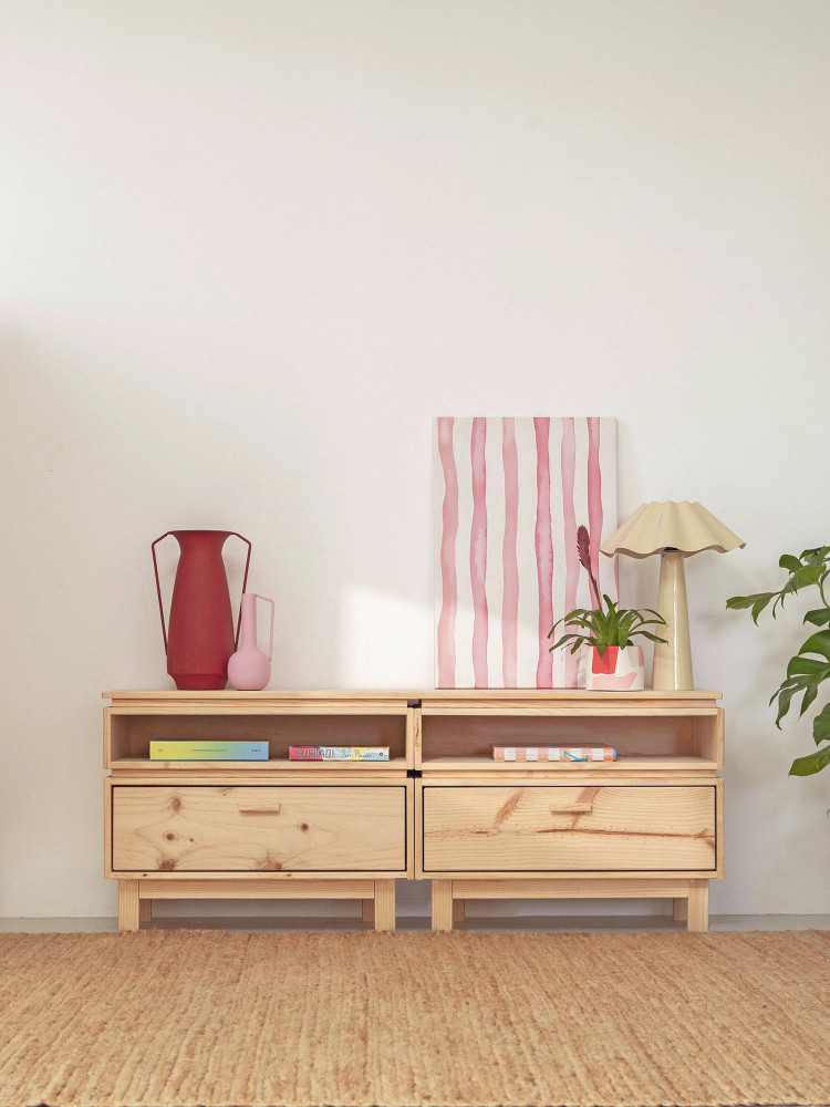 Mueble bajo de TV de madera ecológica y natural | LUFE 2