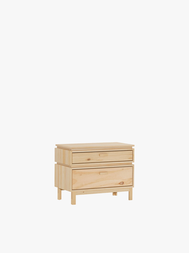 Mesita de noche de madera 2 cajones 78x62 AIKA | LUFE