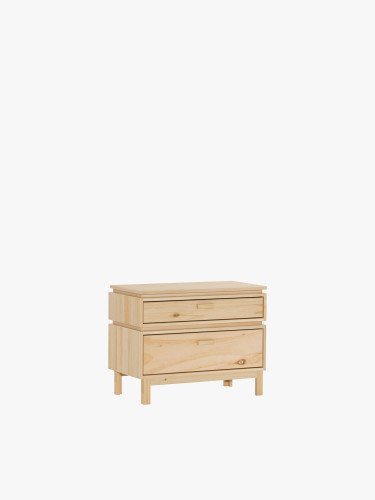 Mesita de noche de madera 2 cajones 78x62 AIKA | LUFE
