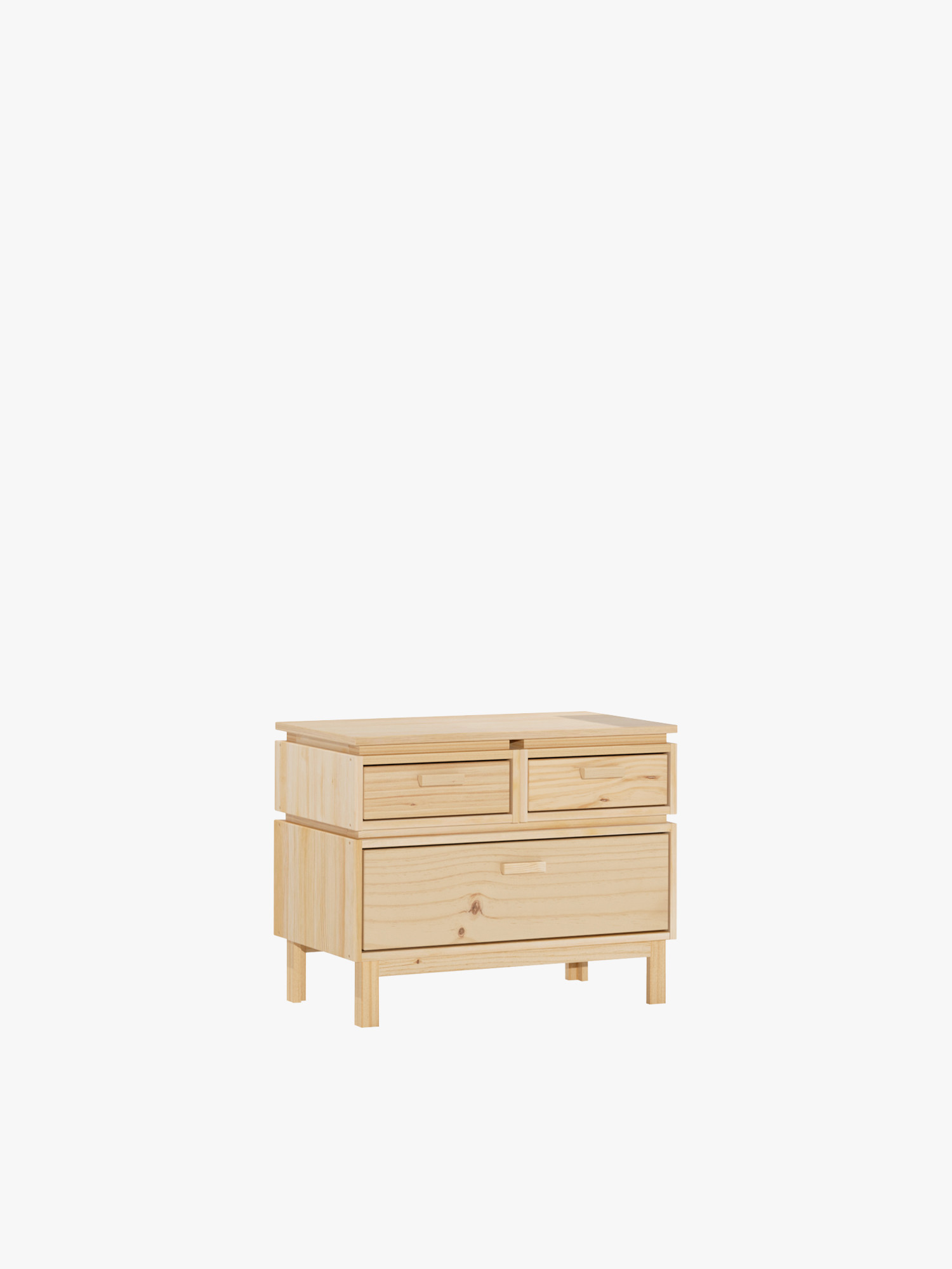 Mesita de noche de madera con 3 cajones 78x62 LIBE | LUFE