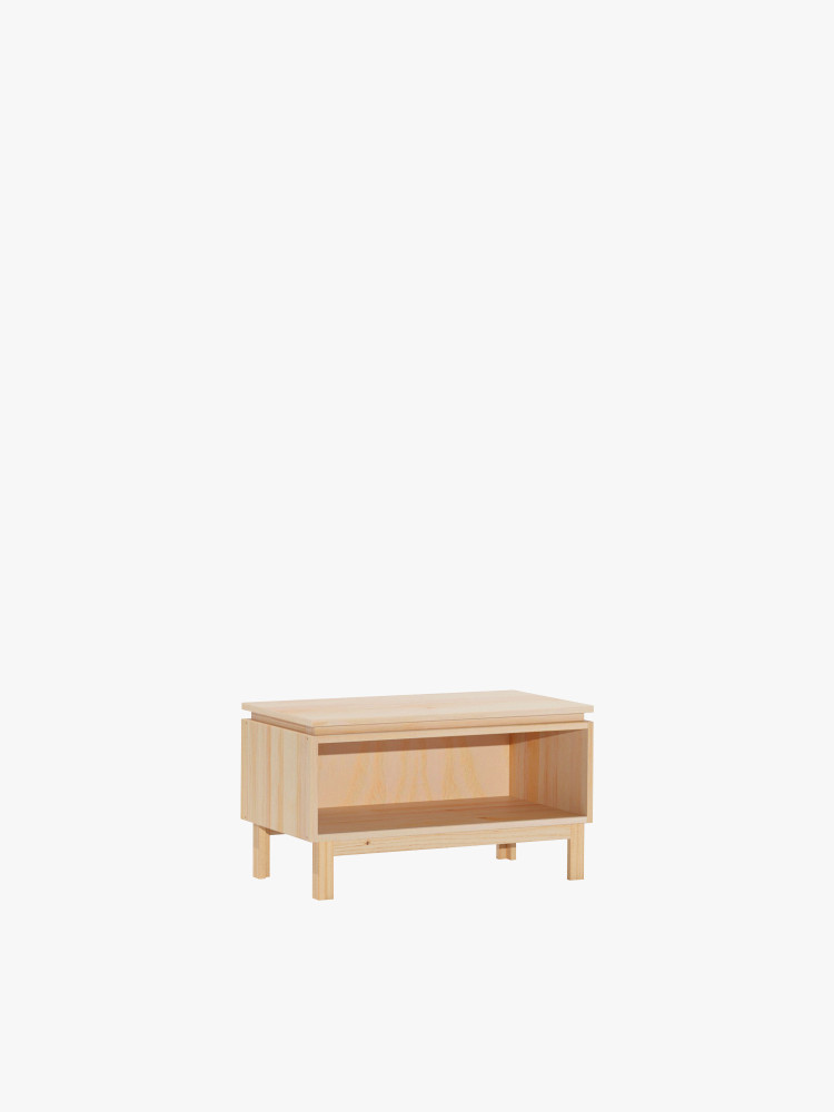 Mesita de noche con patas y hueco de madera natural | LUFE
