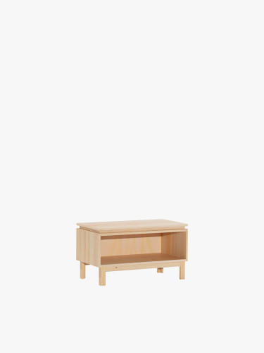 Mesita de noche con patas y hueco de madera natural | LUFE