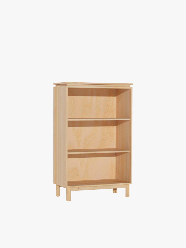 Estantería librería baja de madera natural con patas | LUFE