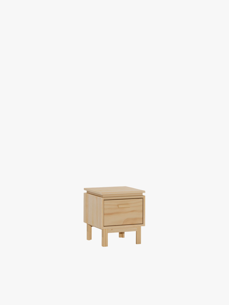 Mesita pequeña de madera natural con cajón de almacenaje