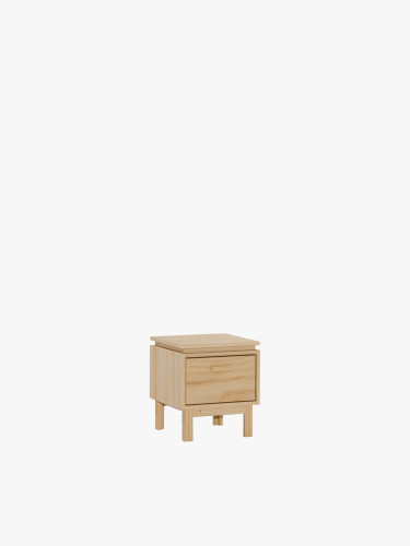Mesita pequeña de madera natural con cajón de almacenaje