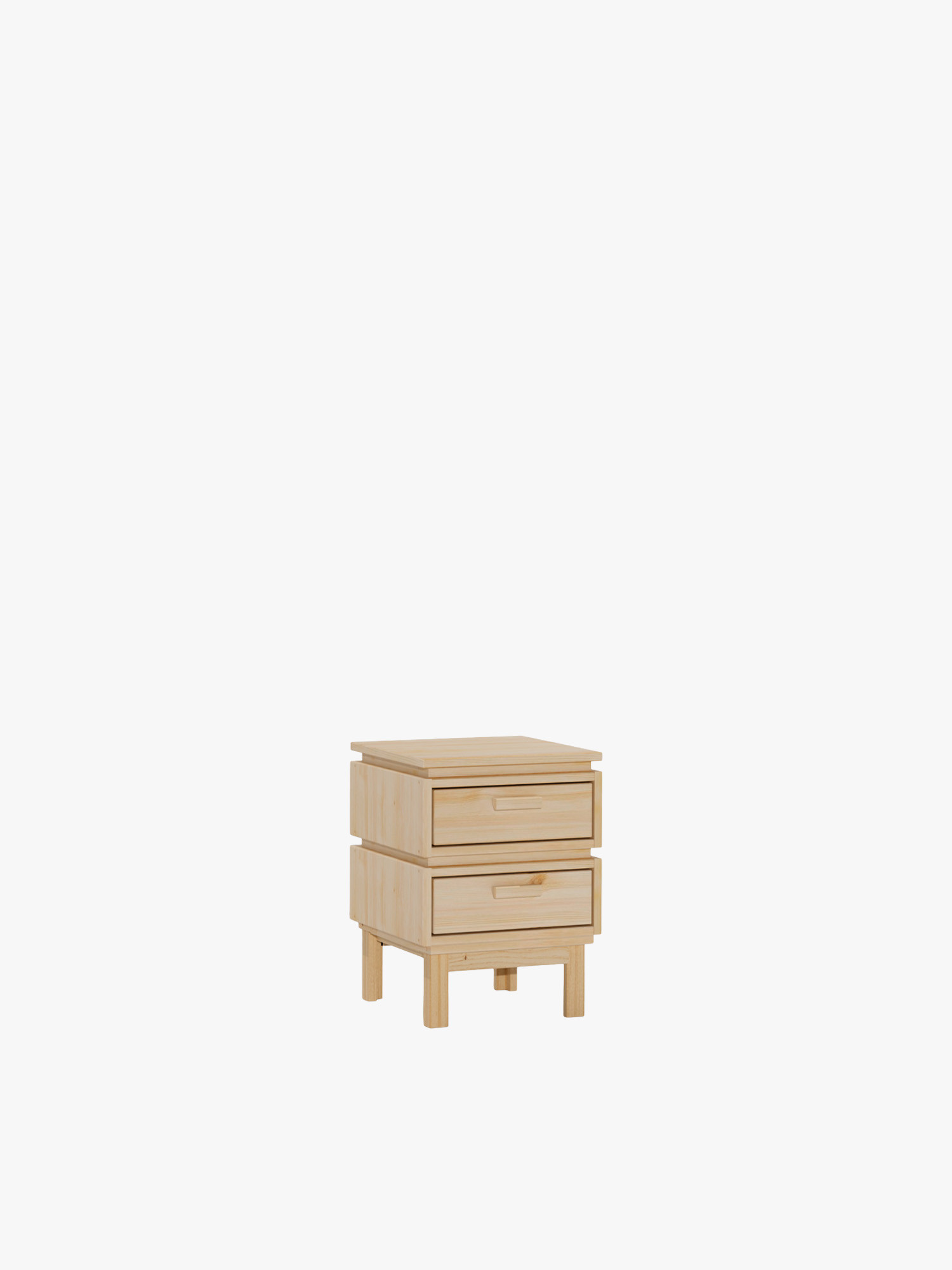 Mesita de noche de madera natural con cajones