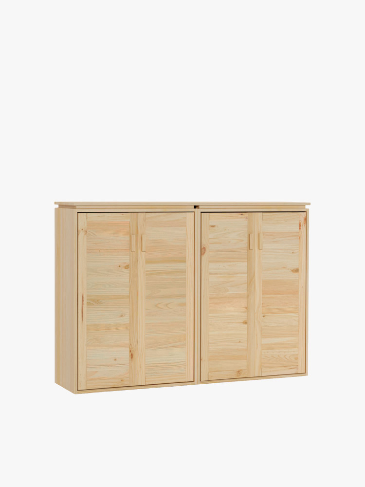 Armario aparador doble de madera natural con baldas | LUFE