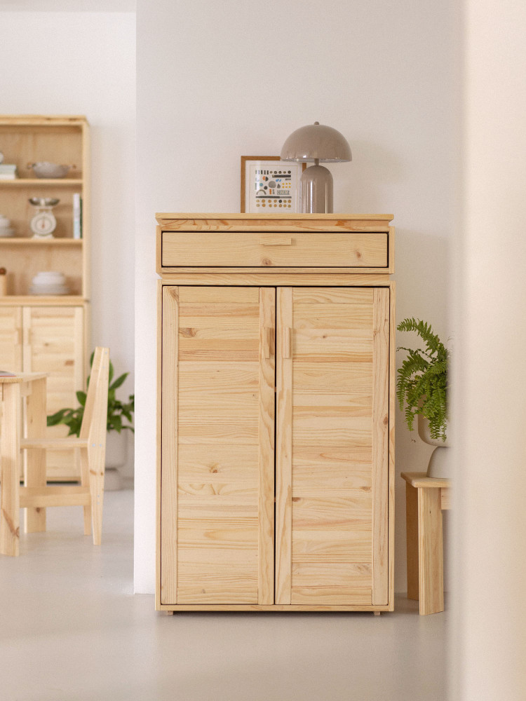 Armario recibidor de madera natural con cajón | LUFE 2