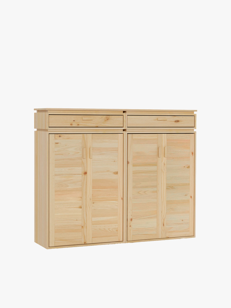 Armario bajo doble de madera natural con cajones | LUFE