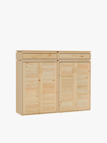 Armario bajo doble de madera natural con cajones | LUFE