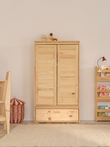 Armario bajo de madera natural con cajón inferior | LUFE