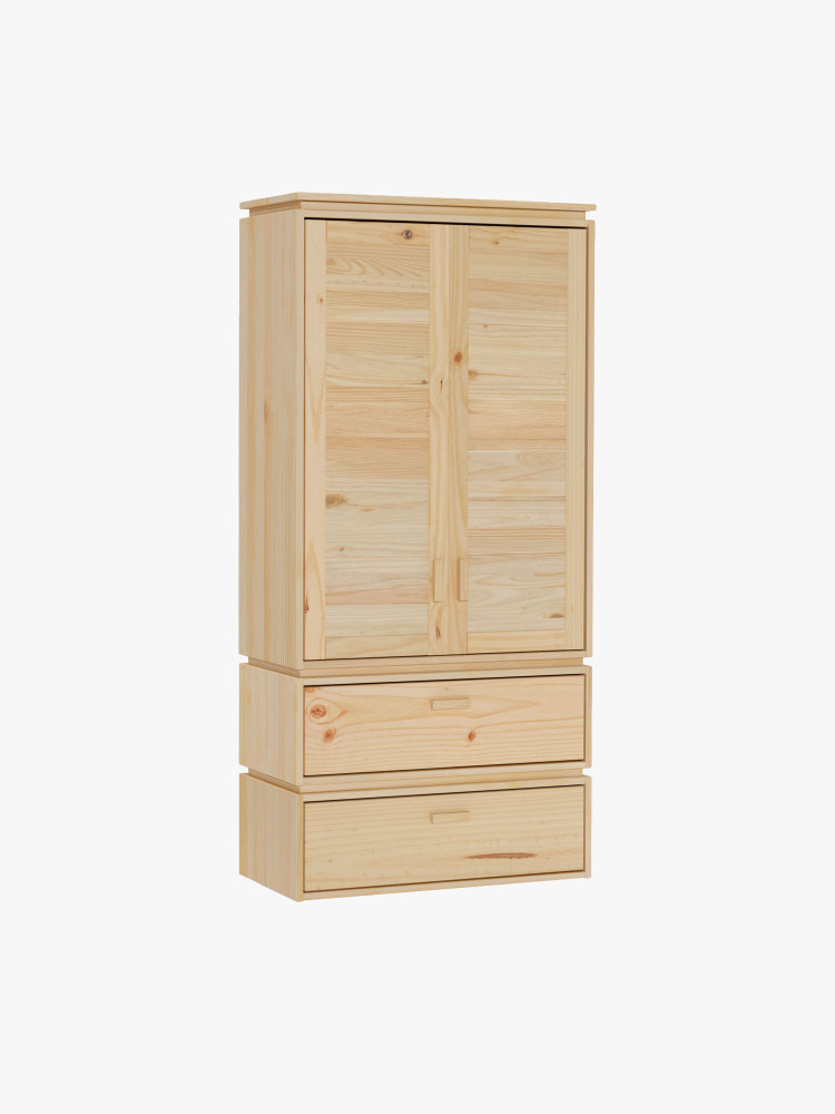 Armario de madera natural con 2 cajones inferiores | LUFE