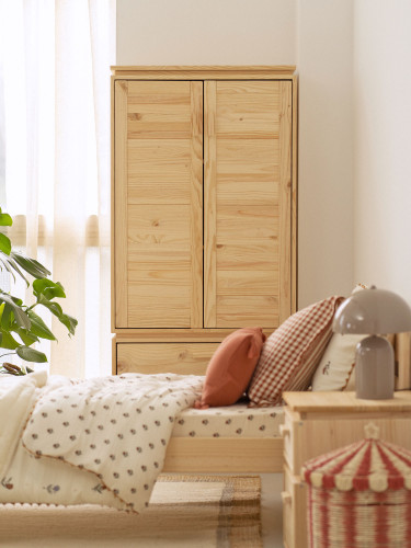 Armario de madera natural con 2 cajones inferiores | LUFE