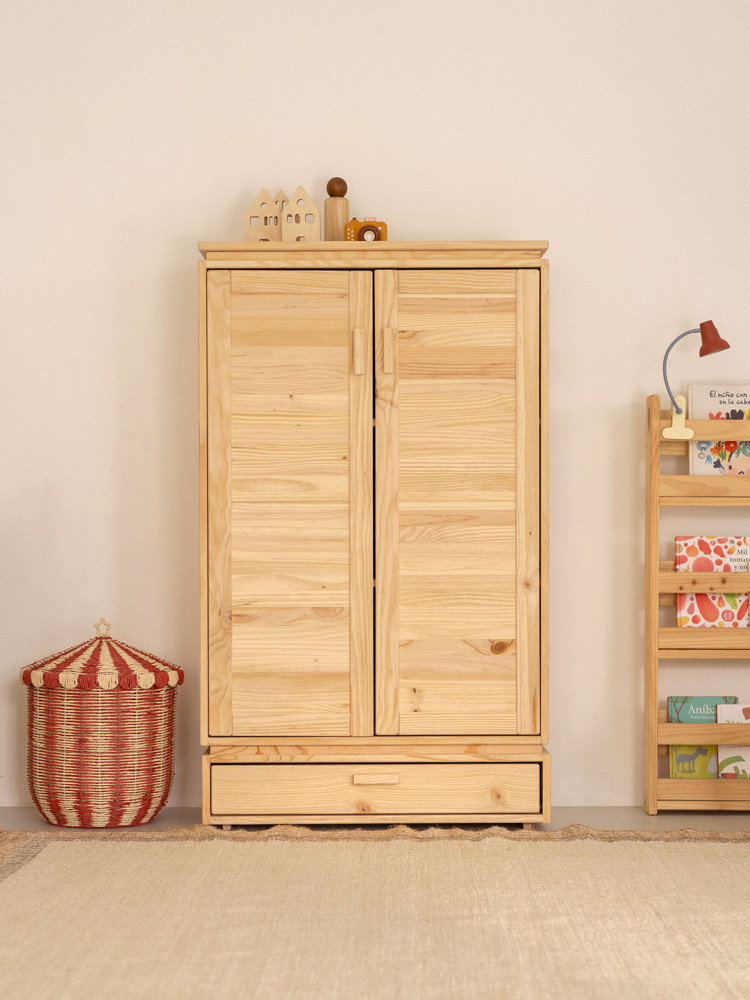 Armario bajo de madera natural con cajón inferior | LUFE 2