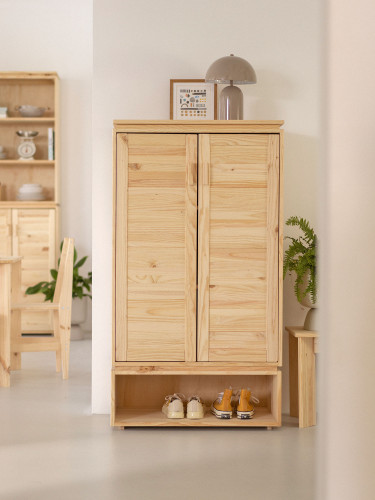 Armario zapatero de madera natural con hueco | LUFE