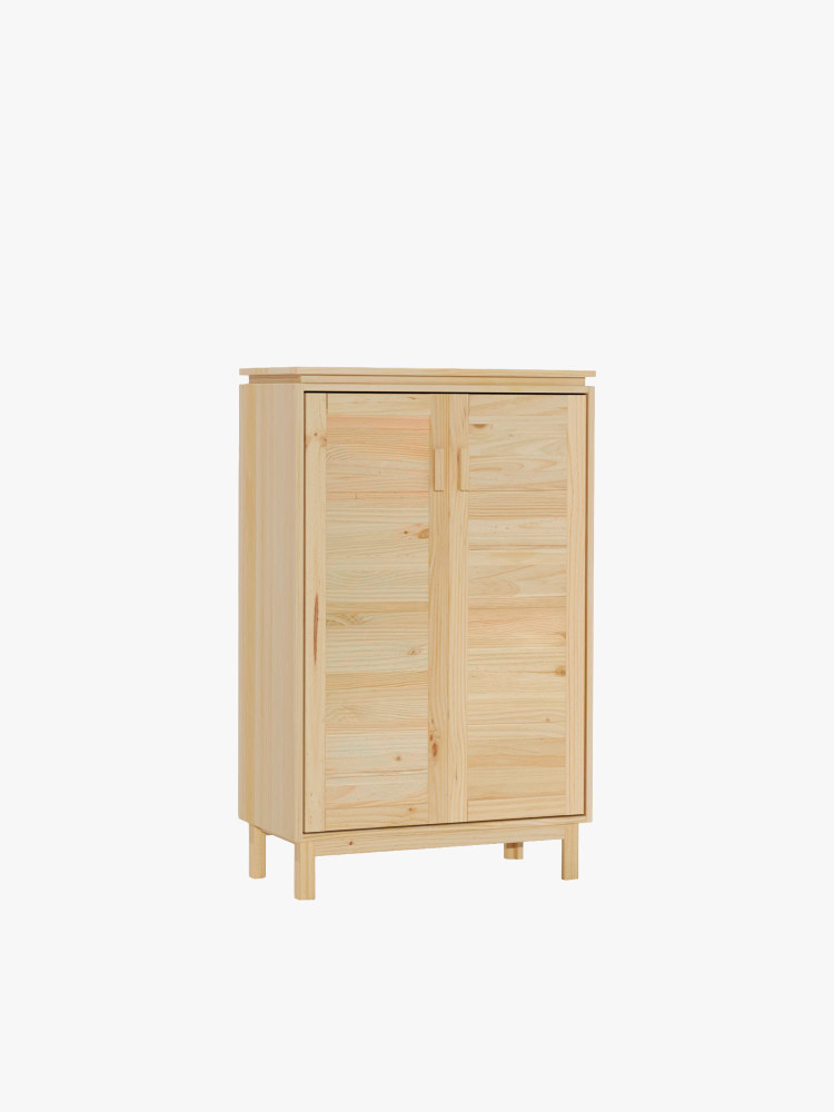 Armario aparador de madera natural con baldas y patas | LUFE