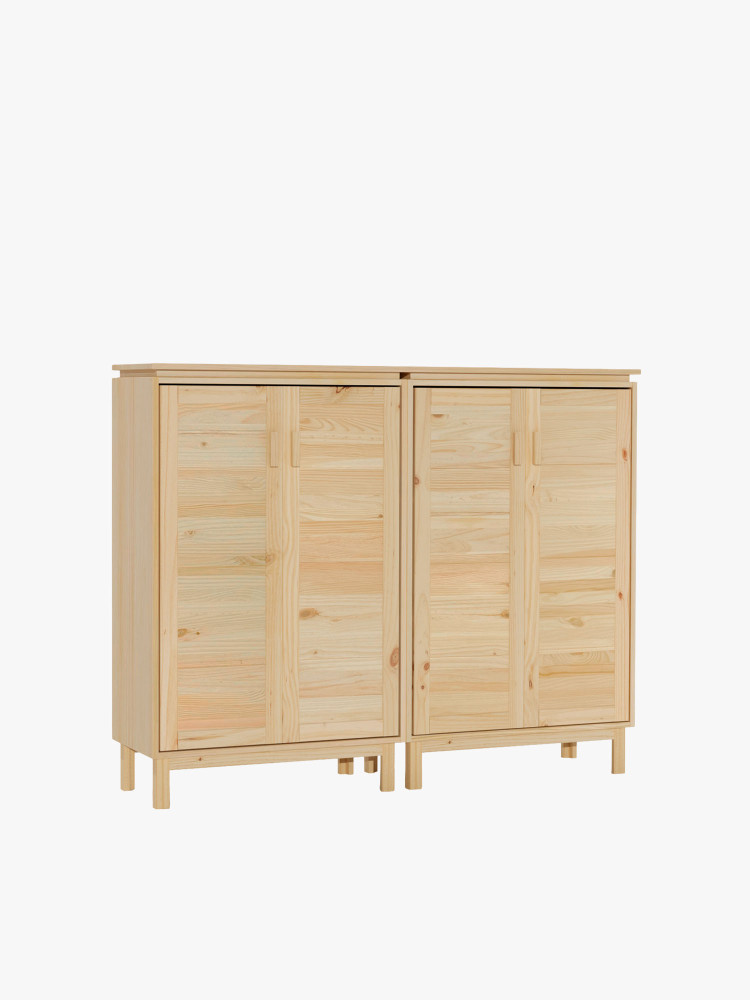 Armario aparador de madera natural con patas y baldas | LUFE